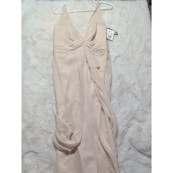 Vera Wang Dresses & Skirts - White By Vera Wang Illusion Elegant Cream Chiffon V-Neck Evening Dress‎